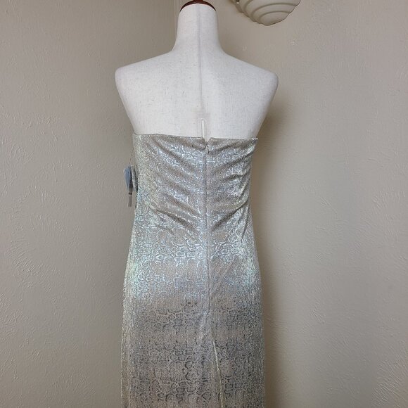 NWT Neiman Marcus Shelli Segal Long Evening Gown Dress Gold Nude Size 12 Tall - Picture 5 of 14